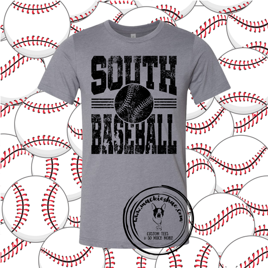 South Baseball Distressed Custom Shirt, Soft Short Sleeve Tee