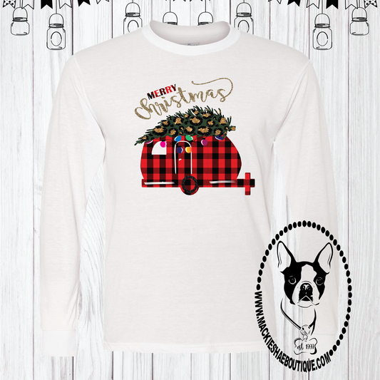Merry Christmas Camper Custom Shirt, Long Sleeve Tee