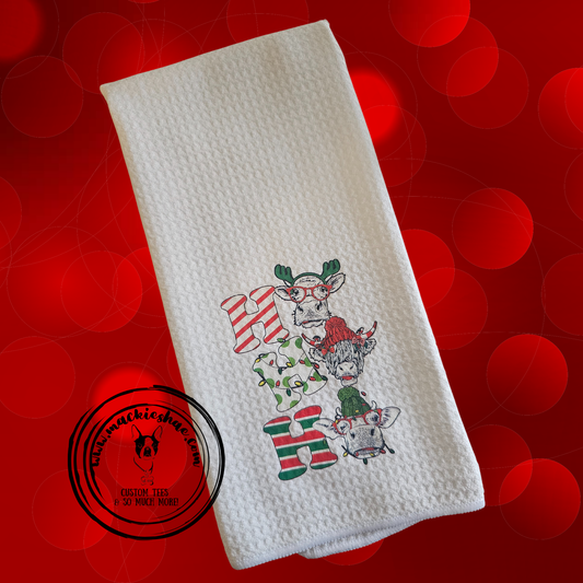 Ho Ho Ho Cows Custom Kitchen Towel