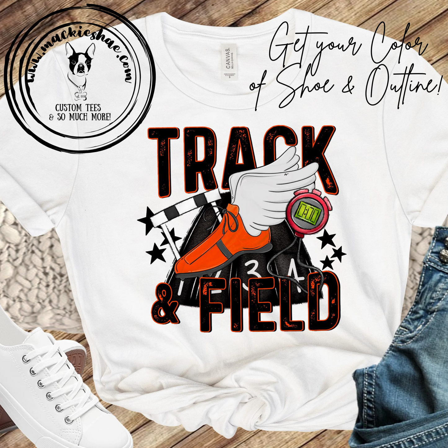 Track & Field Custom Shirt for Kids and Adults, Get your color of shoe & outline!