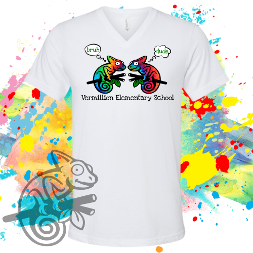 VES-Vermillion Chameleons Bruh and Dude Soft VNECK Tee for Adults (Get it made with or without Vermillion Elementary School)
