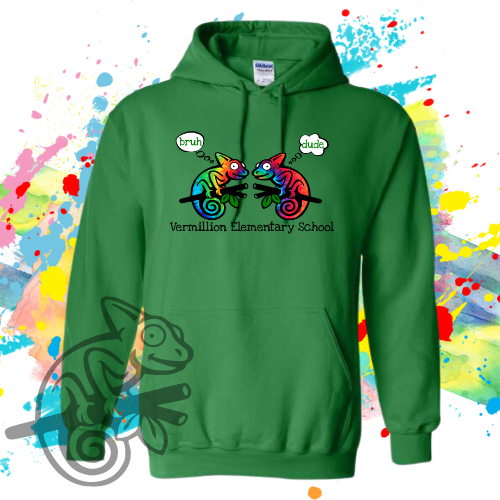 VES-Vermillion Chameleons Bruh and Dude Hoodie for Youth and Adults (Get it made with or without Vermillion Elementary School)