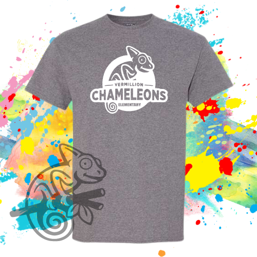 VES-Vermillion Chameleons Elementary Logo Gildan Tee for Youth and Adults
