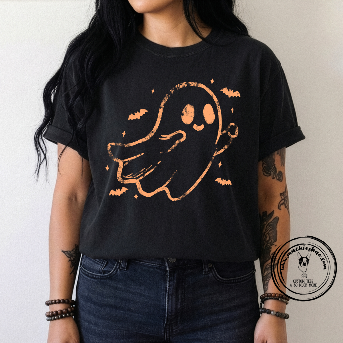 Retro Ghost Custom Shirt, Comfort Colors Garment Dyed Unisex Tee