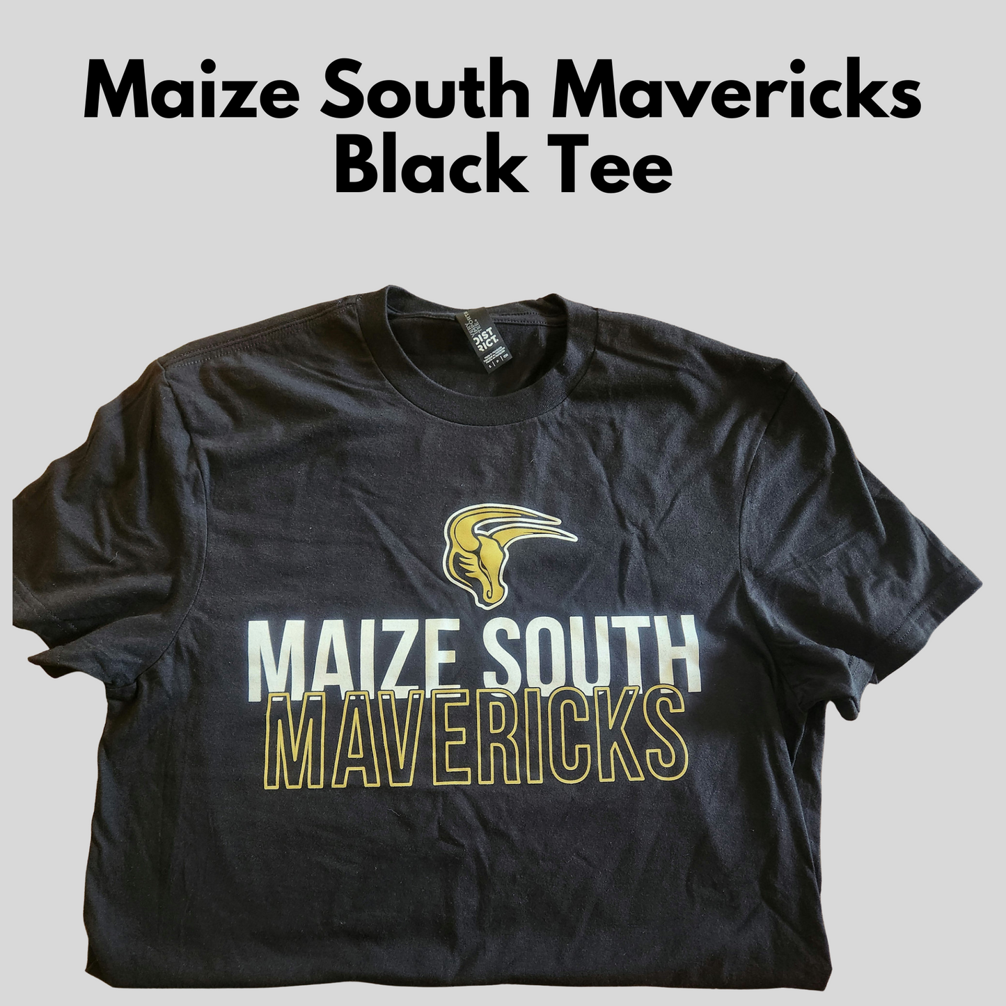 Mavs- Maize South Mavericks Black Tee