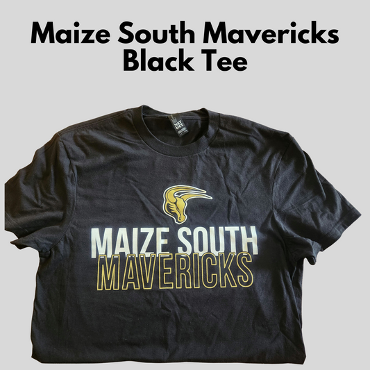 Mavs- Maize South Mavericks Black Tee