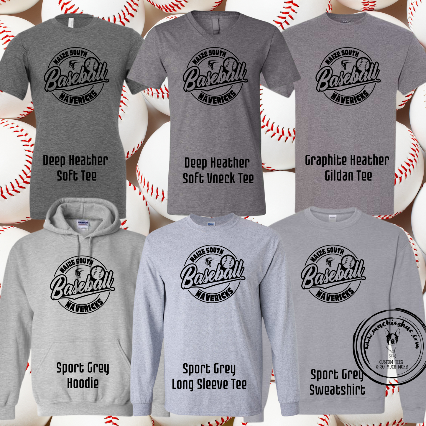 MSHS Baseball- Maize South Mavericks Baseball Circle Grey Gear