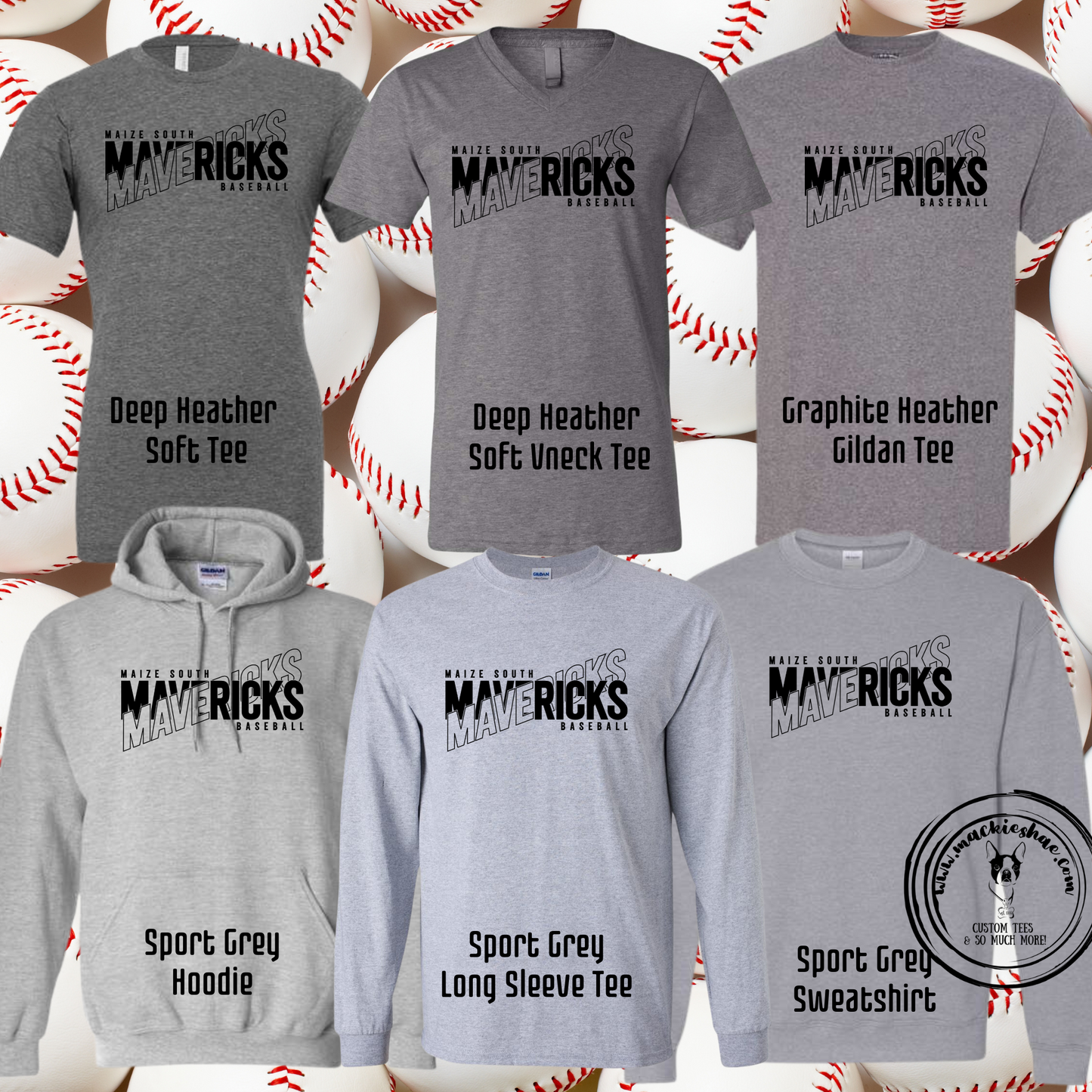 MSHS Baseball- Maize South Mavericks Baseball Crossed Grey Gear