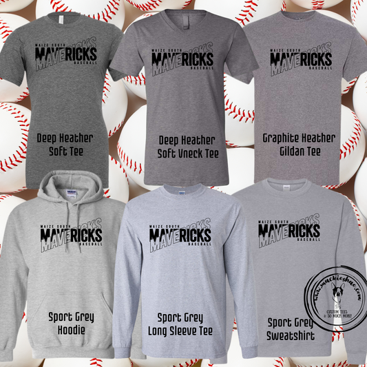 Maize South Mavericks Baseball Crossed Grey Gear
