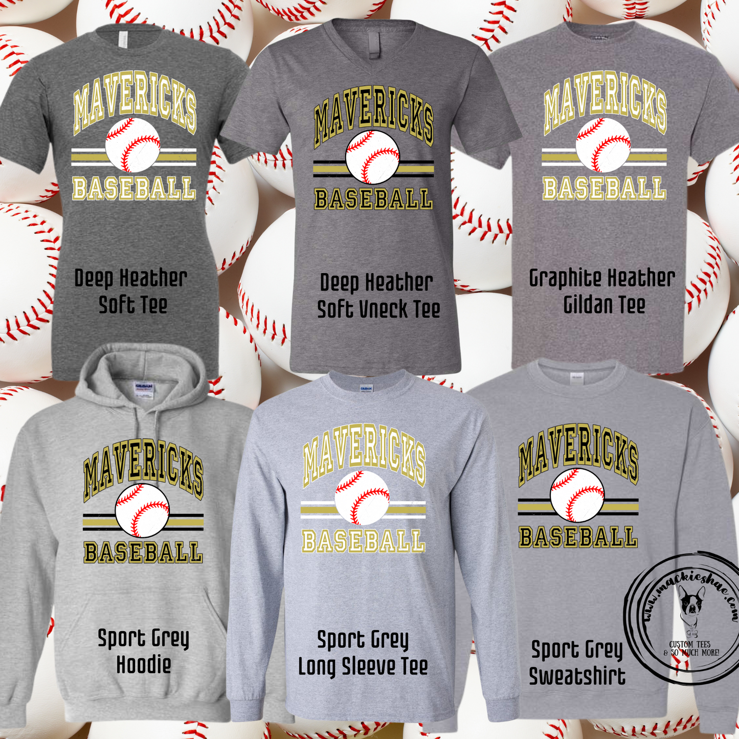 MSHS Baseball- Mavericks Baseball Lines Grey Gear