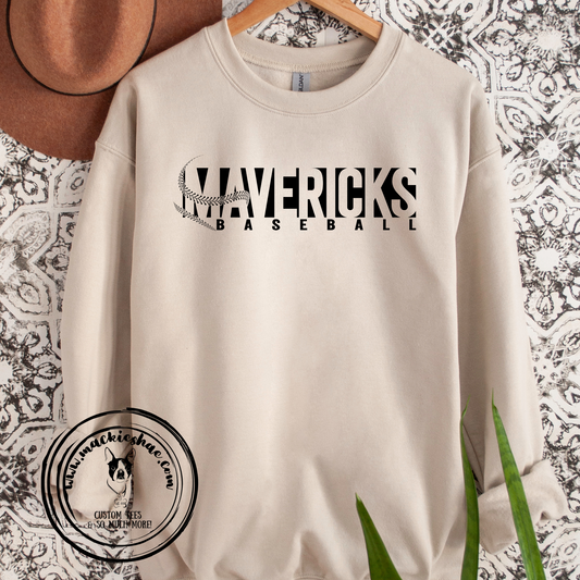 MSHS Baseball- Mavericks Baseball Sand Crewneck Sweatshirt (Adult Sizes only)