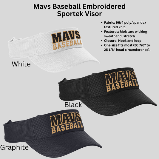 Mavs Baseball Embroidered Sportek Visor