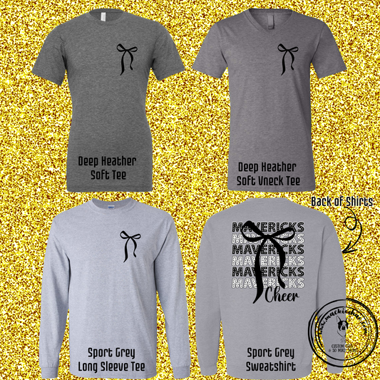 MSHS Cheer- Mavericks Polka Dot with Bow, Front & Back Design Grey Gear