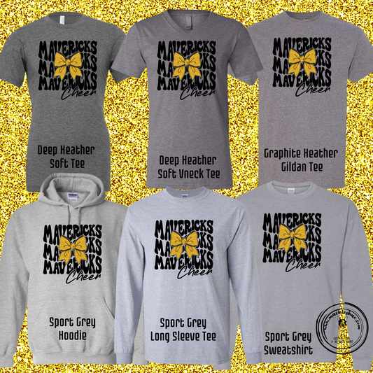 MSHS Cheer-Mavericks Repeat Cheer with Bow Grey Gear