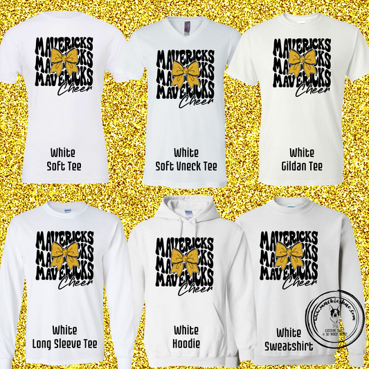 MSHS Cheer-Mavericks Repeat Cheer with Bow White Gear