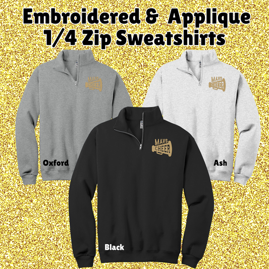 MSHS Cheer-Mavs Cheer Megaphone Embroidered & Applique 1/4 Zip Sweatshirt