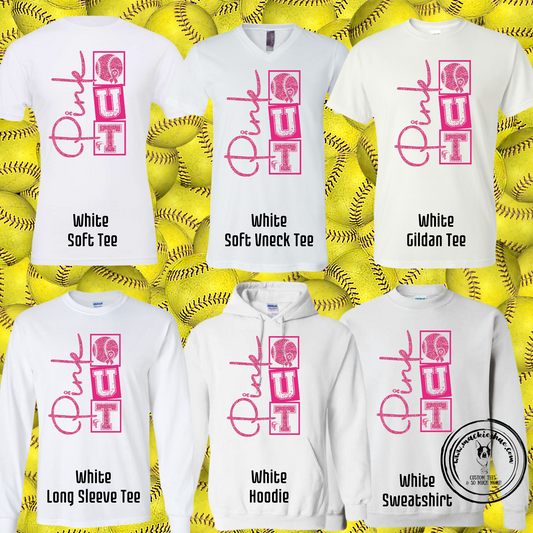 Maverick Softball or Baseball Pink Out Squares Custom Shirt for Youth and Adults, White Gear