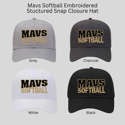 MSHS Softball- Mavs Softball Embroidered Structured Snap Closure Hat