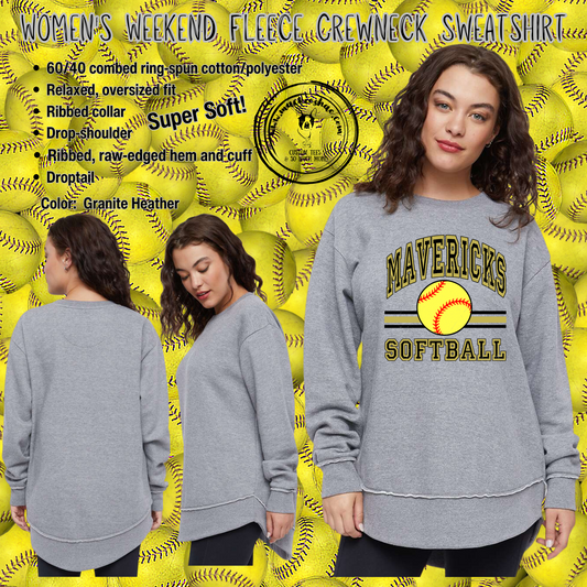 Mavericks Softball Lines Custom Shirt, Womens Weekend Fleece Sweatshirt, Adult