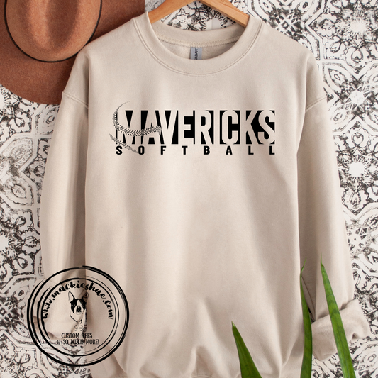 MSHS Softball- Mavericks Softball Sand Crewneck Sweatshirt (Adult Sizes only)