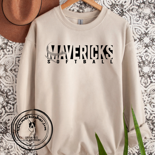 Mavericks Softball Sand Custom Shirt, Crewneck Sweatshirt (Adult Sizes only)