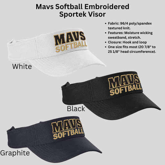 MSHS Softball- Mavs Softball Embroidered Sportek Visor