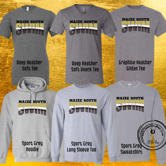 Maize South Swim Lines Custom Shirt for Youth and Adults, Grey Gear