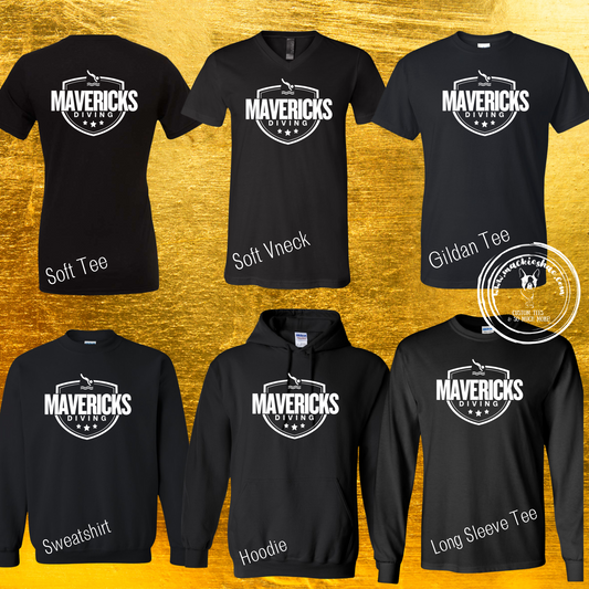 Mavericks Diving Star Custom Shirt for Youth and Adults, Black Gear