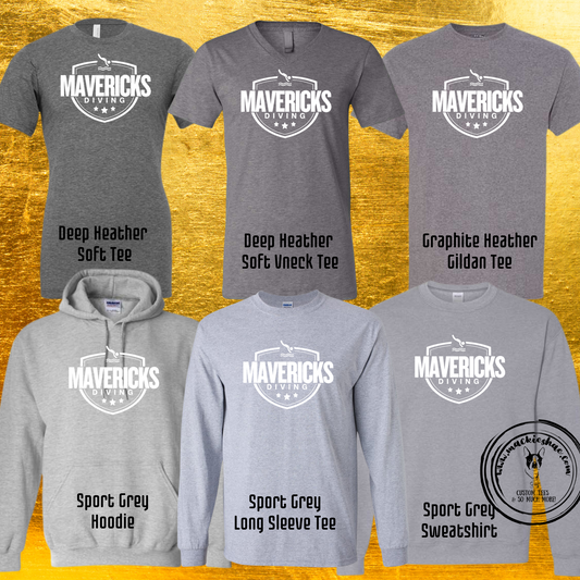 Mavericks Diving Star Custom Shirt for Youth and Adults, Grey Gear