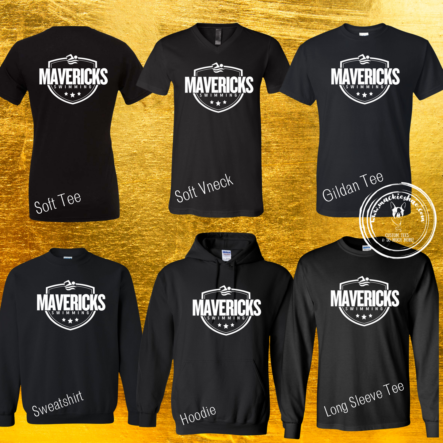 Mavericks Swimming Star Custom Shirt for Youth and Adults,  Black Gear