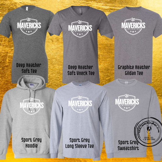 Mavericks Swimming Star Custom Shirt for Youth and Adults,  Grey Gear