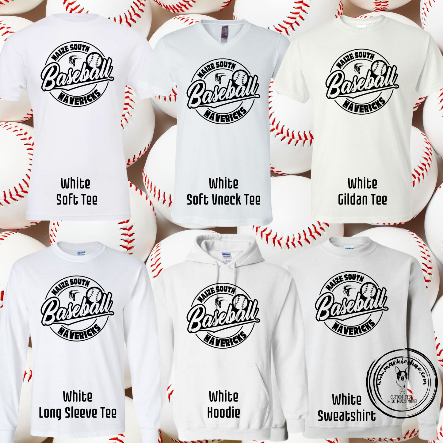 MSHS Baseball- Maize South Mavericks Baseball Circle White Gear