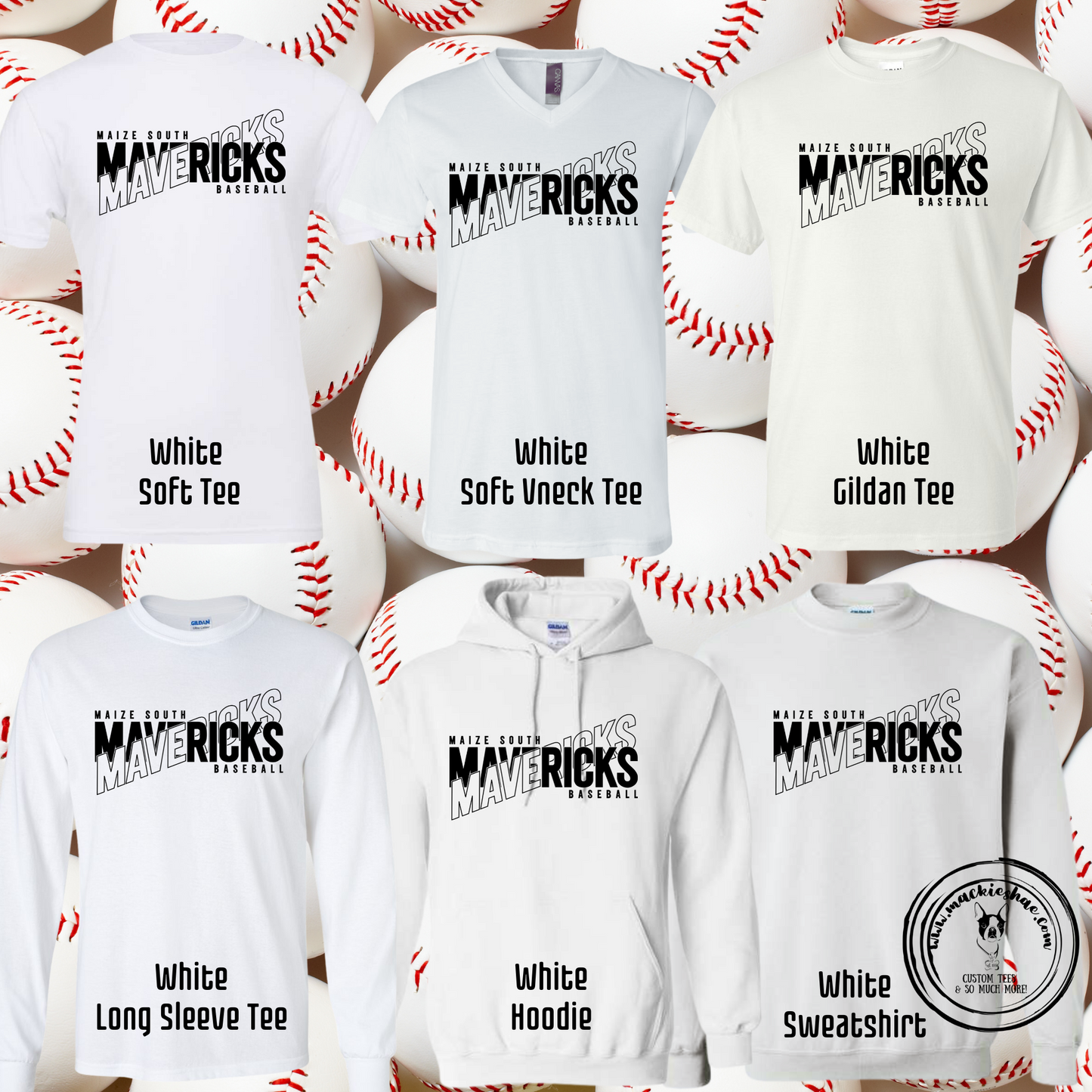 MSHS Baseball- Maize South Mavericks Baseball Crossed White Gear