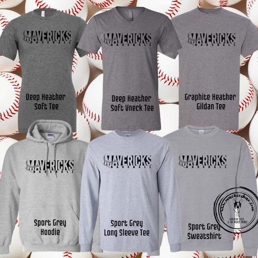 MSHS Baseball- Mavericks Baseball Grey Gear