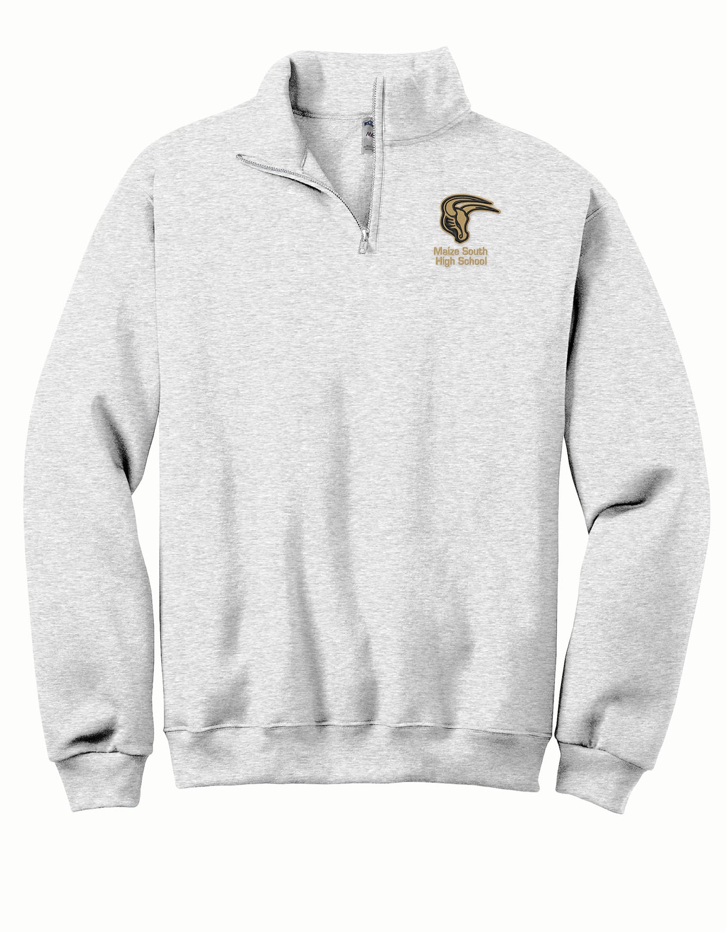 Mavs- Maverick with Maize South Middle School or Maize South High School Embroidered 1/4 Zip Sweatshirt for Adults