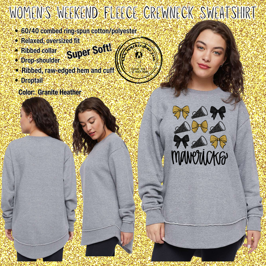 MSHS Cheer- Mavericks Bows and Megaphones Womens Weekend Fleece Sweatshirt, Adult