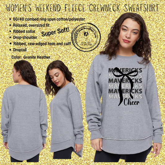 MSHS Cheer- Mavericks Polka Dot with Bow Womens Weekend Fleece Sweatshirt, Adult