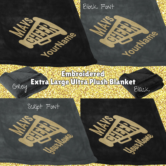 MSHS Cheer-Mavs Cheer Embroidered Extra Large Ultra Plush Blanket, Personalization Options