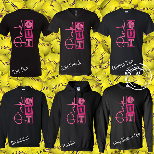 MSHS Softball- Maverick Softball Pink Out Squares Black Gear