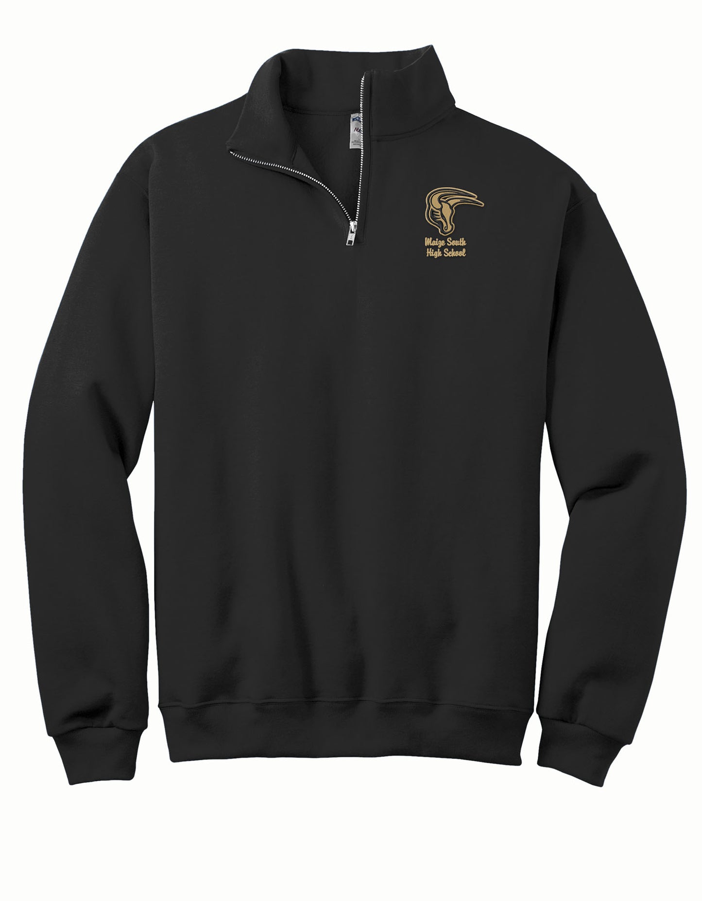 Mavs- Maverick with Maize South High School Embroidered 1/4 Zip Sweatshirt for Adults
