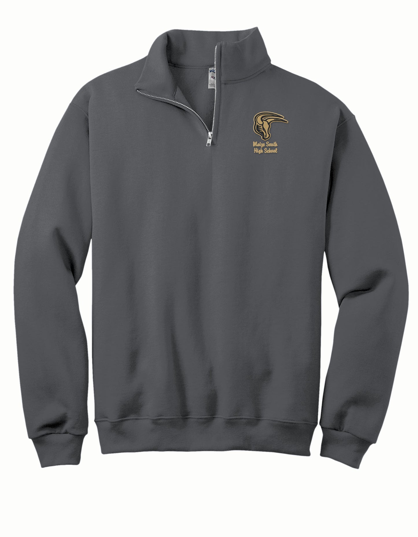 Mavs- Maverick with Maize South Middle School or Maize South High School Embroidered 1/4 Zip Sweatshirt for Adults
