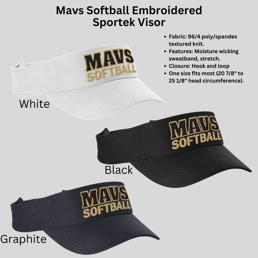 Mavs Softball Embroidered Sportek Visor