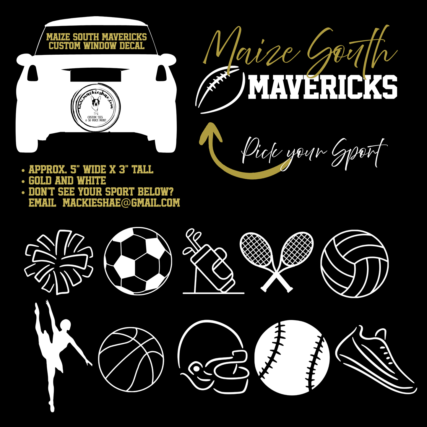 Mavs- Maize South Mavericks Sports Custom Decal