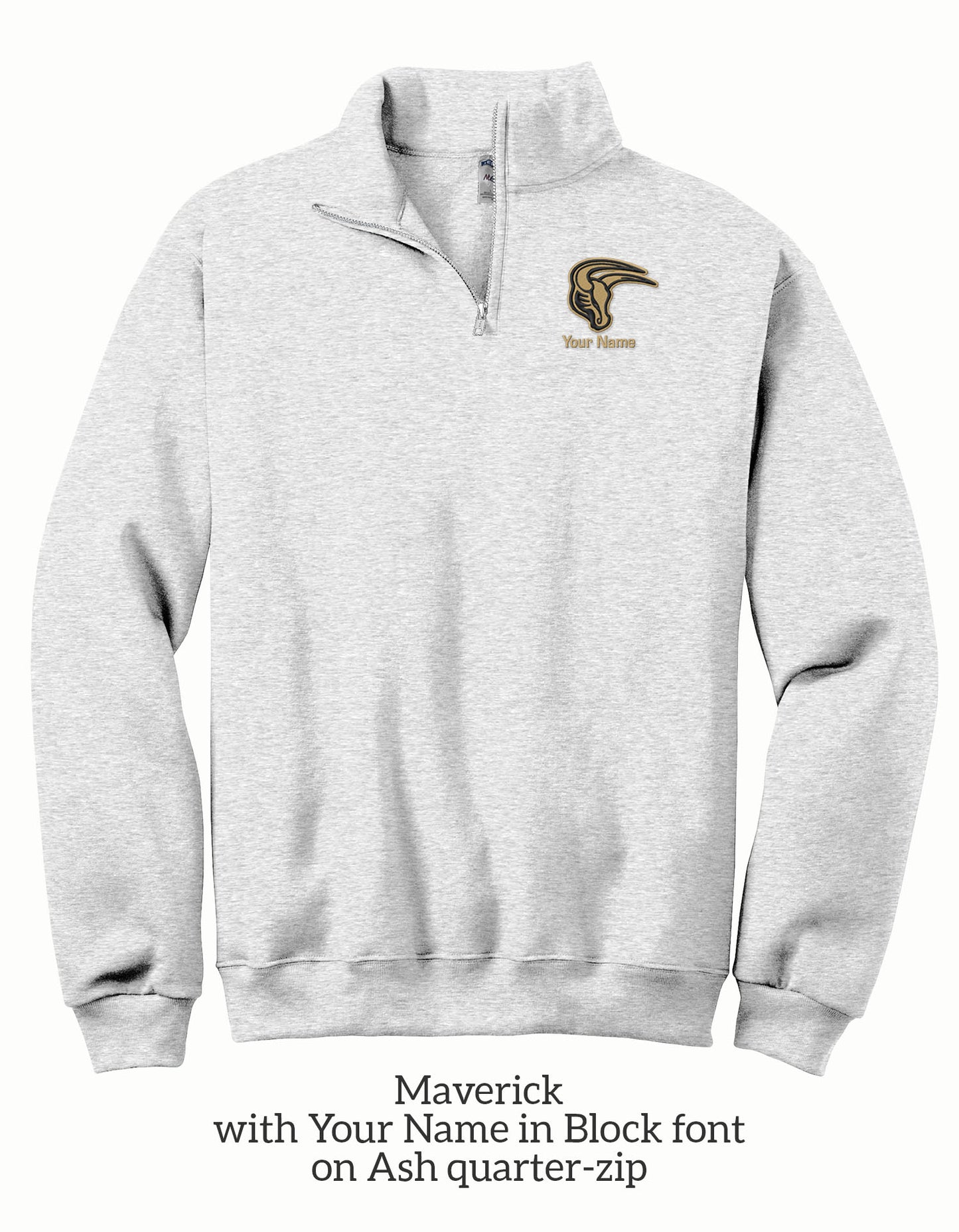 Mavs- Maverick with YOUR NAME Embroidered 1/4 Zip Sweatshirt for Adults