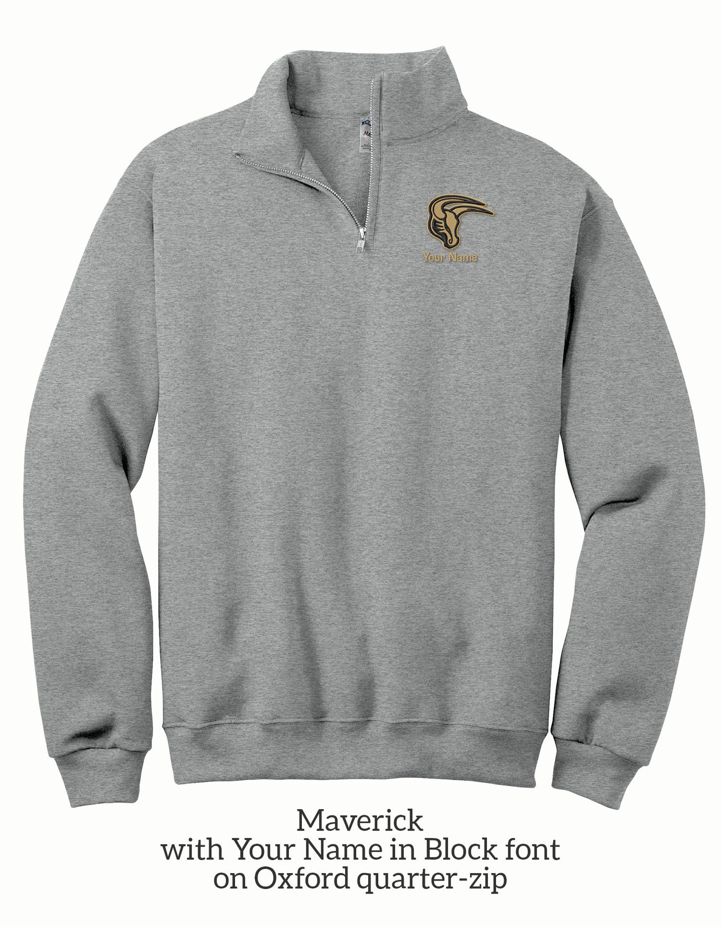 Mavs- Maverick with YOUR NAME Embroidered 1/4 Zip Sweatshirt for Adults