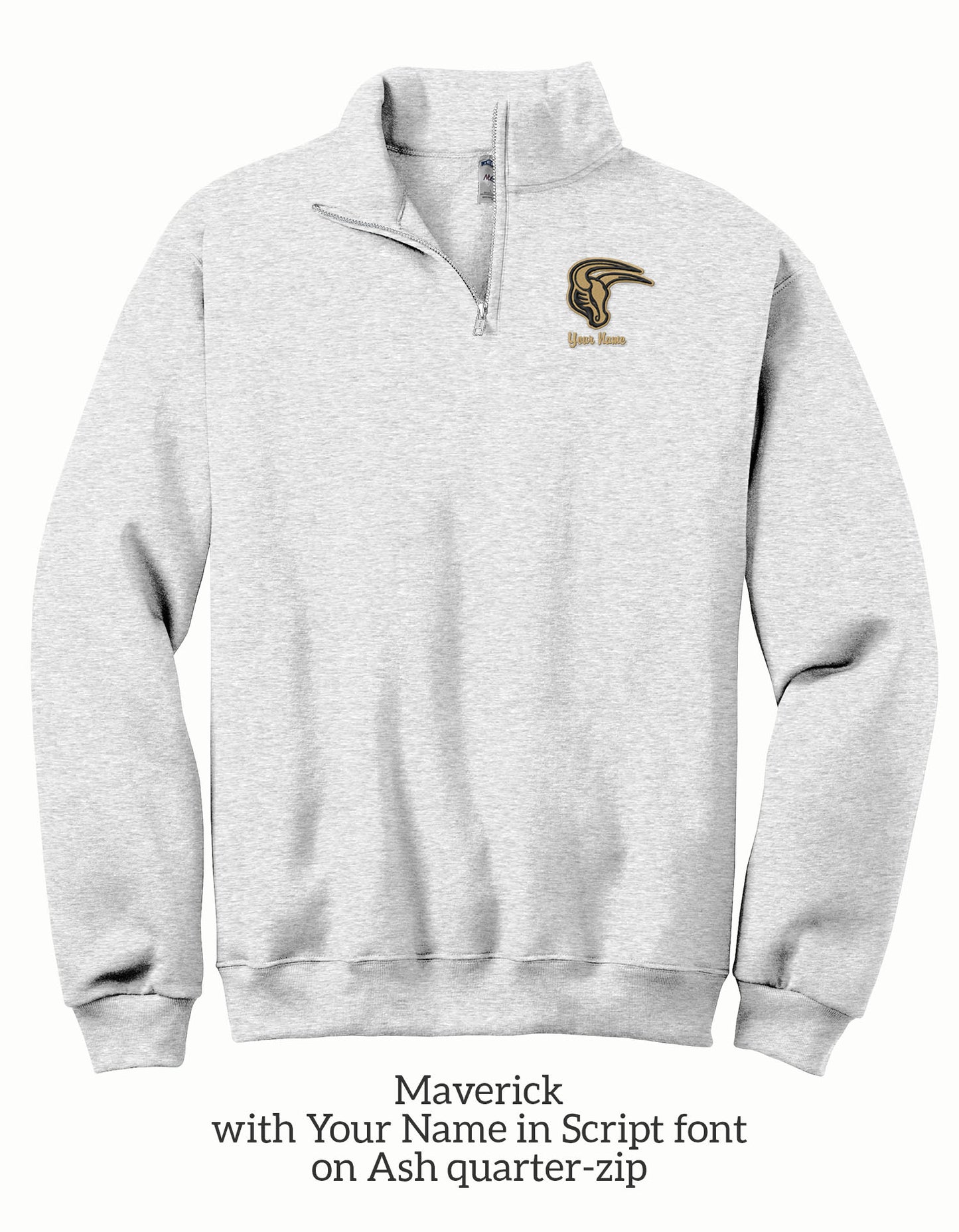 Mavs- Maverick with YOUR NAME Embroidered 1/4 Zip Sweatshirt for Adults