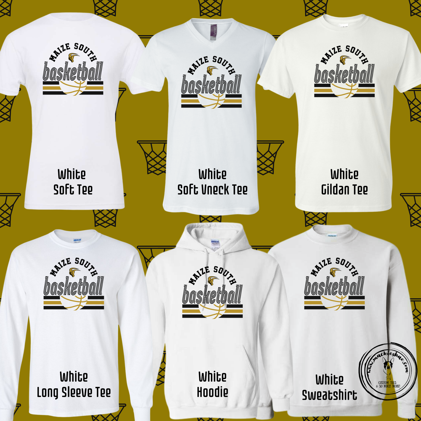 Mavs- Maize South Basketball White Gear