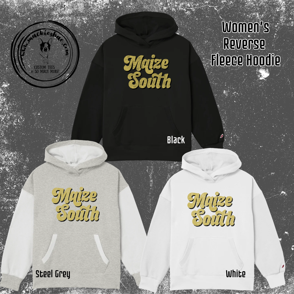 Mavs- Maize South Chunky Retro Women's Reverse Fleece Hoodie