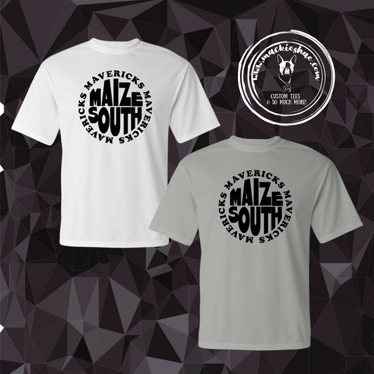 Mavs- Maize South Mavericks Circle Performance Dri-Fit Tee for Youth and Adults