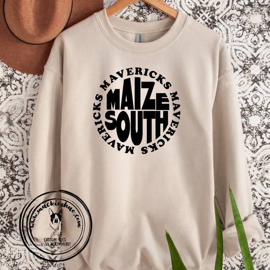Mavs- Maize South Mavericks Circle Sand Crewneck Sweatshirt
